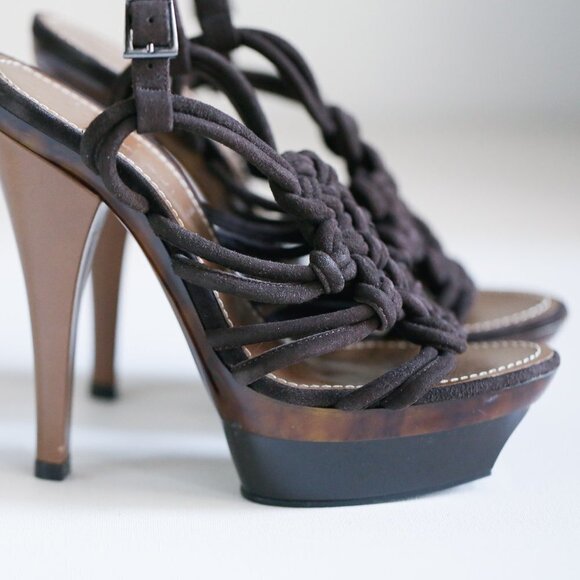 Barbara Bui Suede Brown Knotted Knot Detail heels - Picture 3 of 14